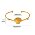 Detailed dimensions of gold starfish cuff bracelet with shell and white pearls - Gold Pearl Shell / Gold