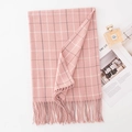 Roze geruite sjaal met franjes voor dames in vintage stijl voor de winter van 2025 - 65*200cm / Roze Geruit