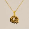 18k gold plated stainless steel necklace featuring a letter Q pendant for women - Gold Letter Q