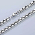 Polished silver stainless steel Cuban link necklace with secure lobster clasp for unisex wear - 6.5mm Lobster Clasp