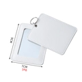 Portable white PU leather card holder with key ring and transparent ID window - Square White