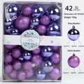 Deep purple Christmas ball set with shiny and glitter finishes in various sizes - 42 Pieces/Pack / Purple