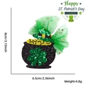St. Patrick's Day Haarclip mit grünem Kleeblatt, schwarzem Glitzertopf und Netzschleife - Einheitsgröße / Goldtopf Stil