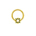 Piercing clicker fleur doré avec opale rose et zircons bleus au design ensoleillé - Tournesol Doré/NC207G