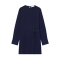 Marineblaues Langarm-Minikleid mit elegantem Seitenschnallen-Detail an der Taille - XS / Marineblau