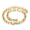 Hip hop gold stainless steel square link chain necklace for men shown on white background - Necklace 45cm / Gold