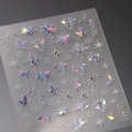 Adesivo per unghie 3D olografico TL-189 con farfalle e perline nere lucide - Loto e Farfalla Olografica Con Perline Nere (TL-189)