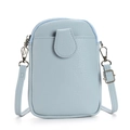 Minimalist light blue leather crossbody phone bag with adjustable shoulder strap - Blue