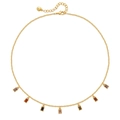 Collar dorado con colgantes cuadrados de circonita colorida en cadena fina ajustable - Cuadrado