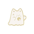 Broche en émail chat fantôme blanc et doré pour décoration de vêtements et d'accessoires - Chat Fantôme Blanc (XZ5587)