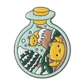 Creative enamel pin featuring cute cats and snowy mountains in a glass bottle shape - Mountain Cat Bottle (XZ7798)
