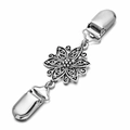 Vintage zilveren vestclip met bloemmotief en ketting voor sjaals en truien - Opengewerkte Bloem / Zilveren Bloem