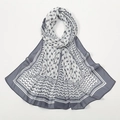 Detail of grey and white checkered chiffon scarf showing light breathable fabric texture - 180*70cm / VS744-Gray
