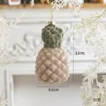 Pink pineapple Christmas ornament with glitter finish and green top, size 11x6.6cm - Pineapple Style 2 Glass Pendant