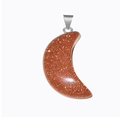 Golden glitter crescent moon pendant with silver metal clasp on a white background - Gold Sandstone