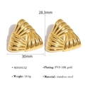 Textured triangle hoop earrings in 18K gold-plated stainless steel with crinkle finish - Gold Triangle Pleated