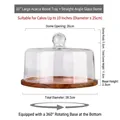 Rotating acacia wood cake stand with 10-inch glass cover for dessert display - 10-inch Large Acacia Tray with Straight Lid (Rotatable)