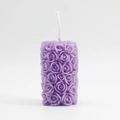 Handcrafted purple rose embossed pillar scented candle with detailed floral textures - Violet - English Pear & Freesia
