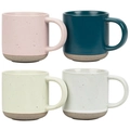 Morandi ceramic espresso mugs set in pink, teal, yellow and grey with speckled finish - Four Colors Combination / Set of 4