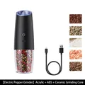 Electric pepper grinder in matte black ABS with adjustable ceramic core and USB cable - Model 591 / Black