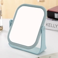 Portable blue wheat straw rectangular vanity mirror with rounded corners and adjustable stand - Blue Square