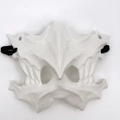 Halloween half-face bleeding bone mask with sharp fangs and black elastic strap - Tengu (White)