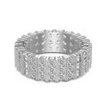 S925 sterling silver triple-row pavé eternity ring with brilliant round zircons - 3-Row Full Zirconia Style (DY121236)-Size 5
