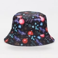 Christmas themed bucket hat in black with festive prints and Let it snow lettering - M (56-58cm) / Christmas Winter Snowflakes (#15)
