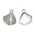 DIY sea shell charms in antique silver finish for handmade necklaces and bracelets - Grooved Shell (A4-050) / Antique Silver
