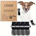 Waterproof non-slip dog socks with reflective velcro strap and star-shaped grip in black and grey - XS / Black Star Anti-Slip [Premium Bag]