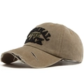 Vintage khaki washed baseball cap with black Original embroidery and distressed brim edge - Adjustable / Khaki