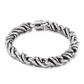 Bracelet pour homme en acier titane argenté avec maillons torsadés et fermoir industriel - Style Corde Torsadée (KB150323-KJX) / Couleur Acier