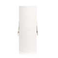 Witte PU-lederen cilindrische make-up borstelhouder met metalen gespen en textuur - Knopsluiting Koker / Wit