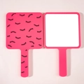 Specchio a mano quadrato rosa con motivo a ciglia nere stampato sul retro - Rosa Rosso