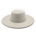 Eleganter beiger Fedora-Hut aus Wildleder mit Perlen- und Strasssteinverzierung - M(56-59CM) / Wildleder / Gebrochenes Weiß