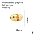 Perle tonneau plaquée or avec zircons oranges, pendentif 17mm x 11mm pour bijoux - Perle Ovale Orange(P03057)