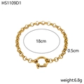 Dettaglio del bracciale in acciaio inossidabile placcato oro 14K con chiusura a molla - Maglia Rotonda Fine (HS1109D1)