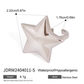 Detailed technical diagram of silver pentagram ring with dimensions and material specs - One Size(Adjustable) / Silver Pentagram Style (JDRW2404011-S)