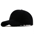 Detailed close-up of black corduroy baseball cap texture and six-panel structure - Adjustable / Black