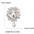 Elegante broche de aleación dorada con cristales blancos, diseño floral y colgante - Dorado Blanco