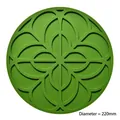 Green 220mm round silicone heat resistant mat with geometric hollow pattern - 22cm / Green