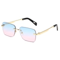 Gafas de sol cuadradas sin montura con lentes degradados azul-rosa y montura dorada - Marco Dorado Azul Rosa Degradado