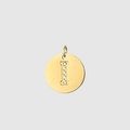 14K gold-plated circular pendant with letter I featuring sparkling zircon stones - 14K Gold - I