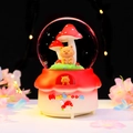 Dreamy mushroom crystal ball music box with a cute bear and red-white base gradient - 0333 Red / Medium 80# LED Light+Music