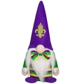 Gnomo di peluche per Mardi Gras in viola e verde con stemma di giglio dorato - Cappello viola