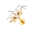 Piercing labret fleur dorée avec zircons marquise et design à dos plat pour oreille - Style Cluster de Fleurs (2610-8# Or)