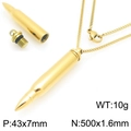 Polished gold stainless steel bullet pendant necklace with screw top closure for men - Pendant with Chain / Gold