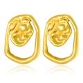 Elegant gold earrings with irregular lava texture and hollow geometric design - Lava Fluid Hollow Square