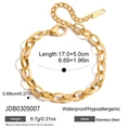 Pulsera de cadena de eslabones ovalados de acero inoxidable dorado ajustable - Estilo de Eslabón Ovalado Grueso (JDB0309007)