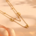 Gold layered bow pendant necklace set with delicate bead chain in stainless steel - Gold Bowknot Necklace / Gold